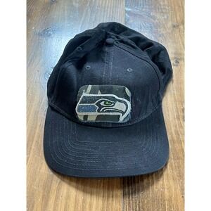 Seattle Seahawks Black Baseball Cap Camo Emblem Adjustable